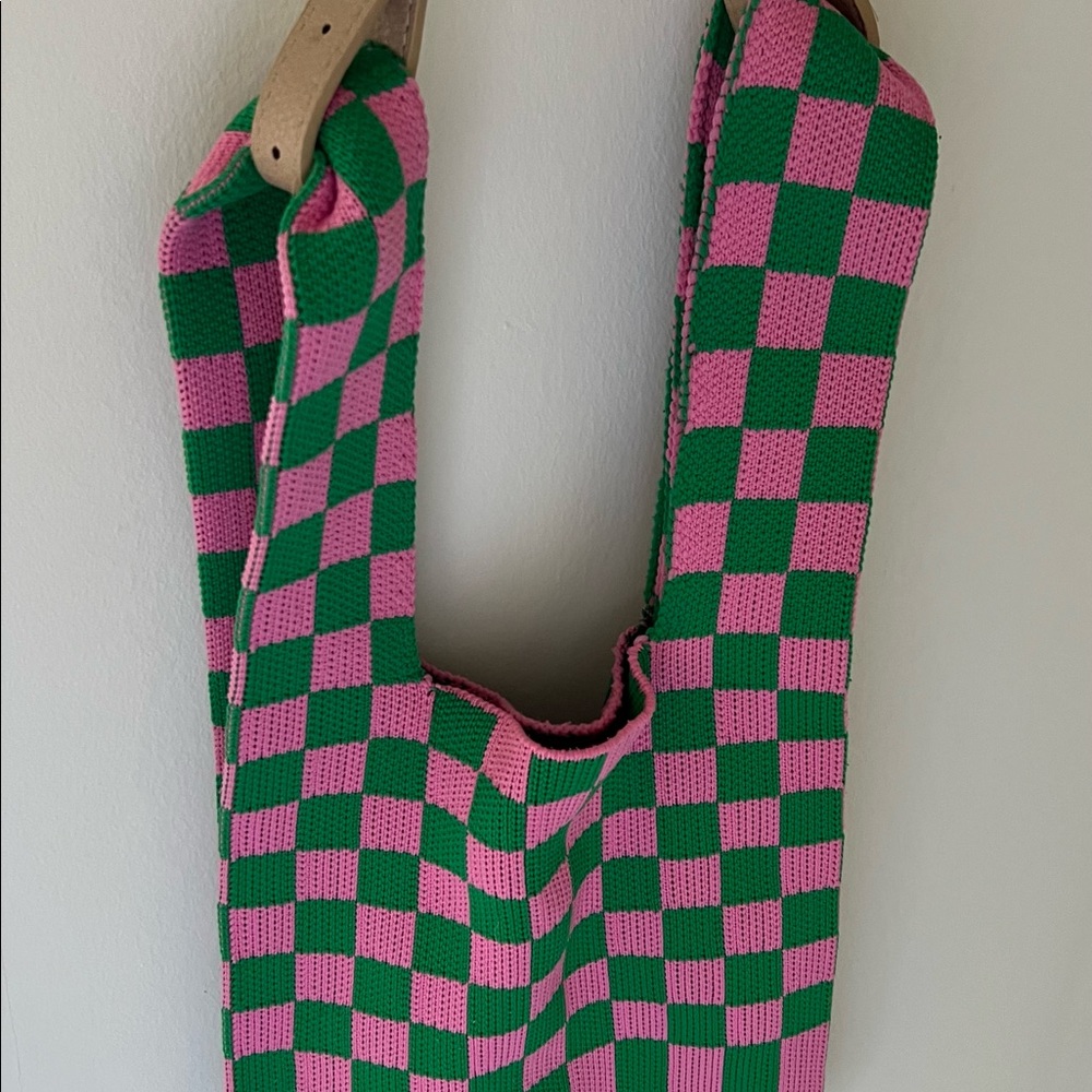 IVY Knit Checkered Tote Bag, (leather strap handle included) - Picture 5 of 5